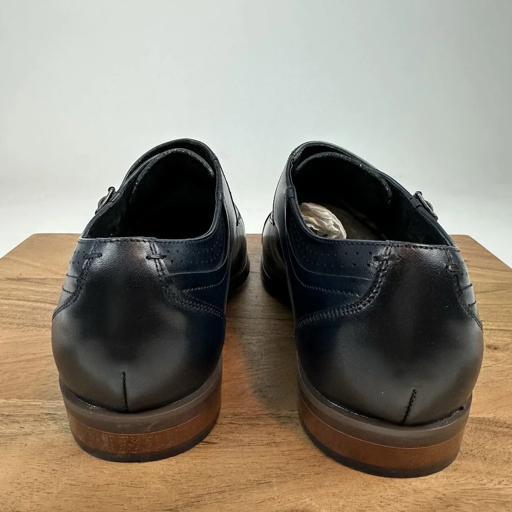 New Mens Stacy Adams Bayne‎ Slip On Leather Black Shoes Dress Shoes Size 9.5 D